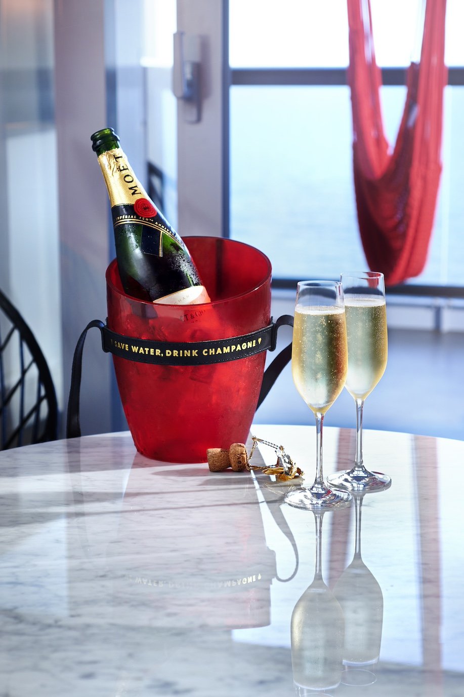 Champagne service onboard